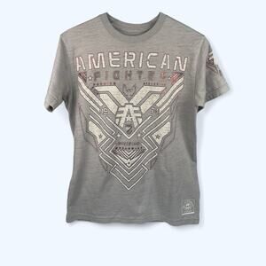 AMERICAN FIGHTER Men's T-Shirt DURHAM TEE Grey Athletic Biker sz Small